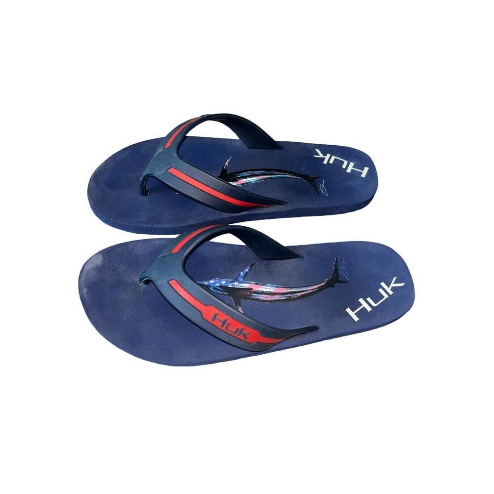 Huk Fishing Flipster Flip Flops Sandals Thongs Mens Size 8